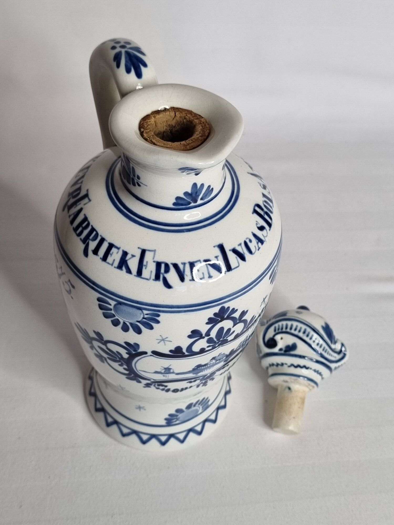 Delft ceramic bottle, Erven Lucas Bols, Amsterdam