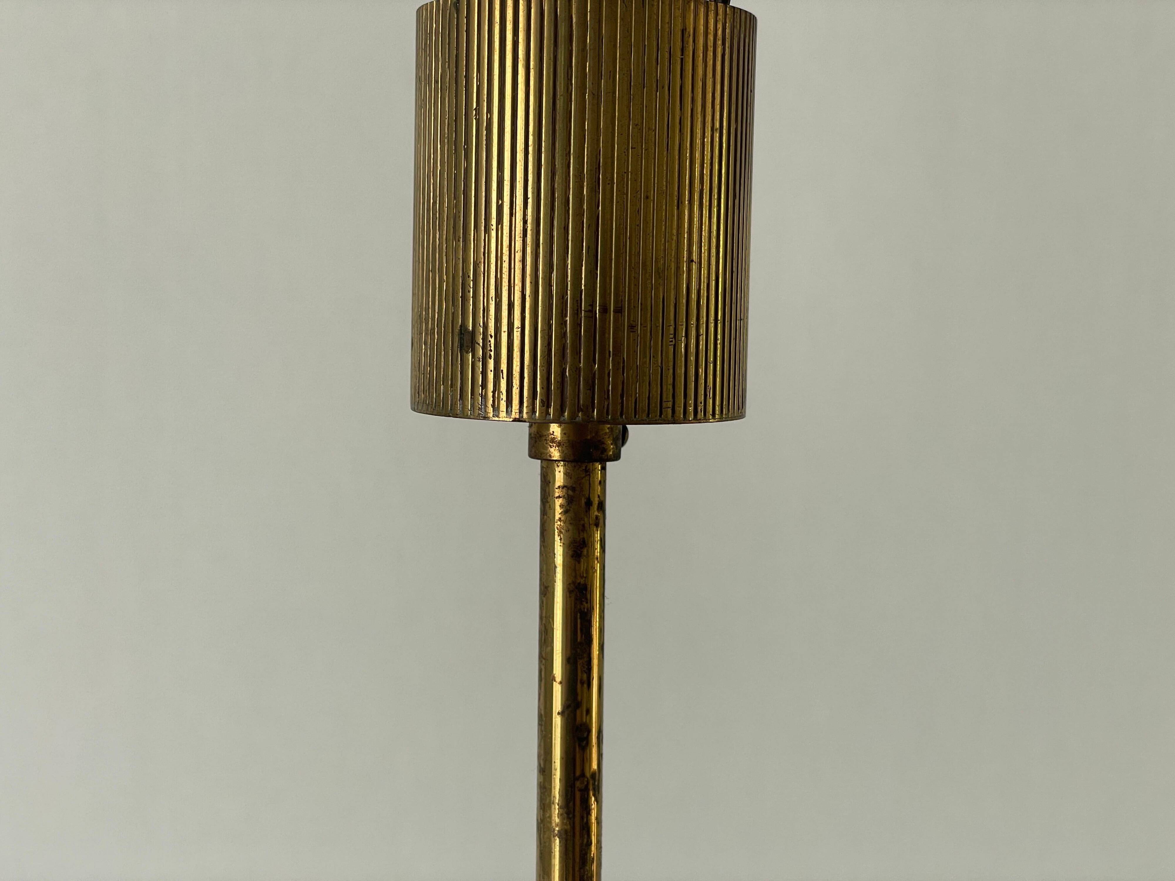 Grey glass chandelier with a brass body, 1960, Italy
