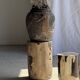 Brown and black petrified wood side table H35 D27 - 3333
