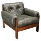 Fauteuil en cuir vert des années 70, Tchécoslovaquie.
