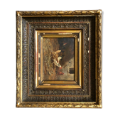 Oil campaign painting on wooden panel