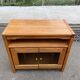 Glass-fronted Scandinavian oak sideboard from the 1980s.