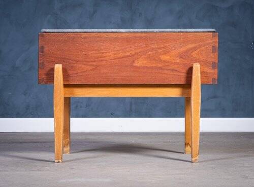 Danish Teak and Beech Planter with Zinc Liner, 1950s