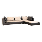 Leather and fabric corner sofa, Feng model by Didier Gomez for Ligne Roset