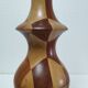 Lampe en bois tourné et incrustation de bois vintage