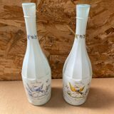 Pair of old glass bottles decor moustiers 18th century vintage kitchen