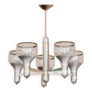 Chandelier with 5 brushed aluminium branches