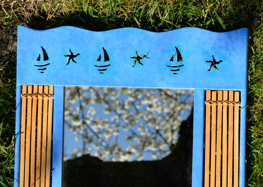 Bamboo and sailor mirror 42x67cm