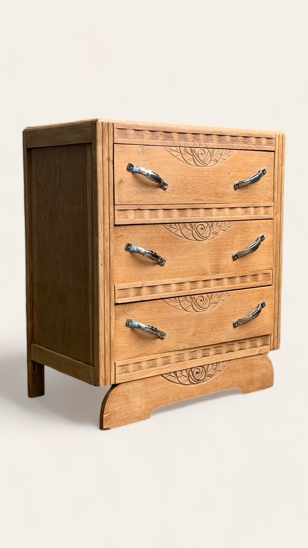 1930s Art Deco chest of drawers in raw wood