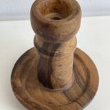 Olive wood candle holder