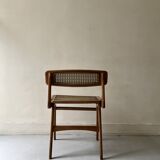 Teak wood and cane chair design, SNA Roset / Landault 1950-60