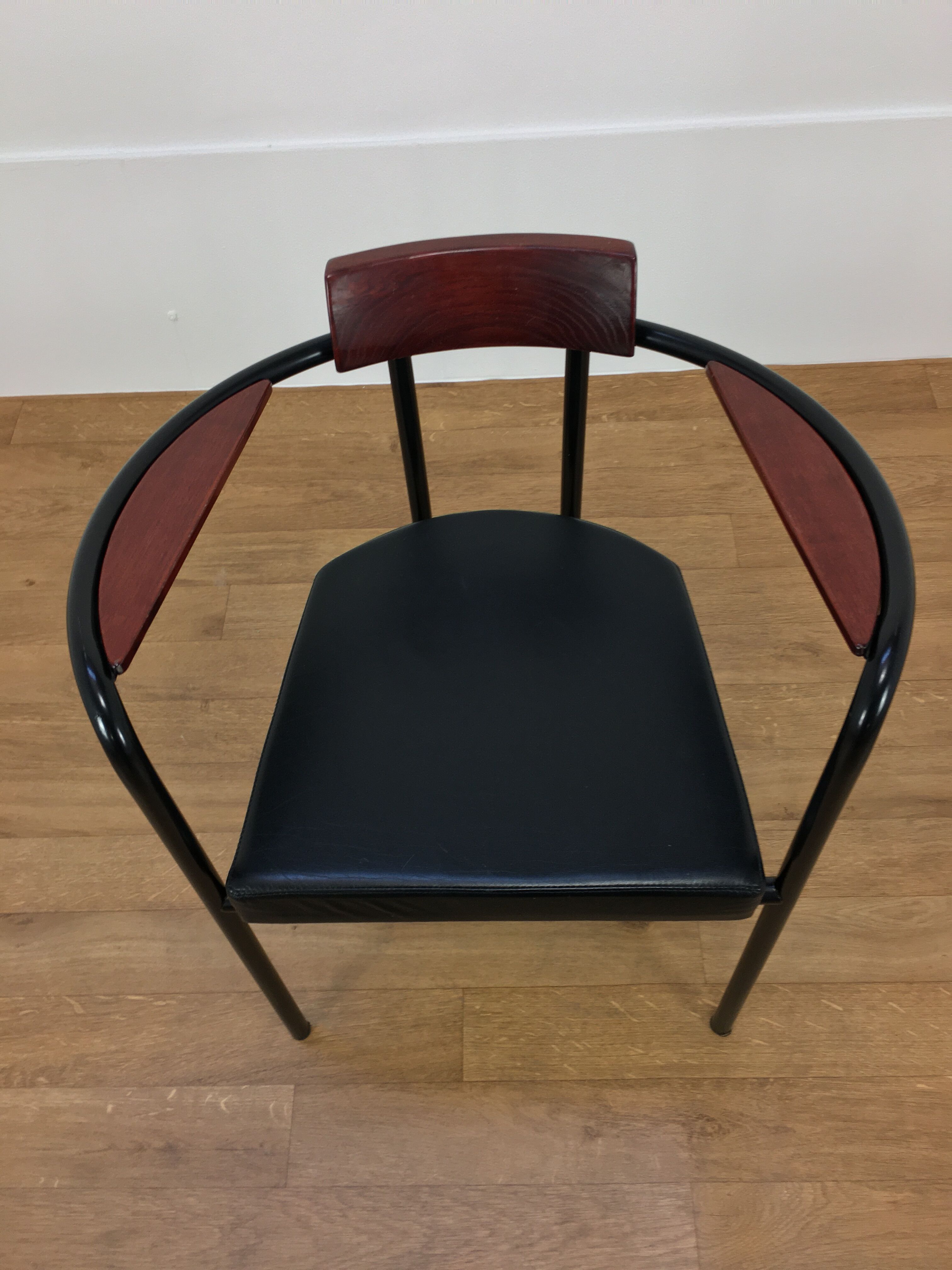 Artelano leather and wood office chair, 80s