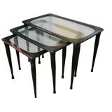 Tavoli ad incastro vintage, anni '50, Ico Parisi set di 3