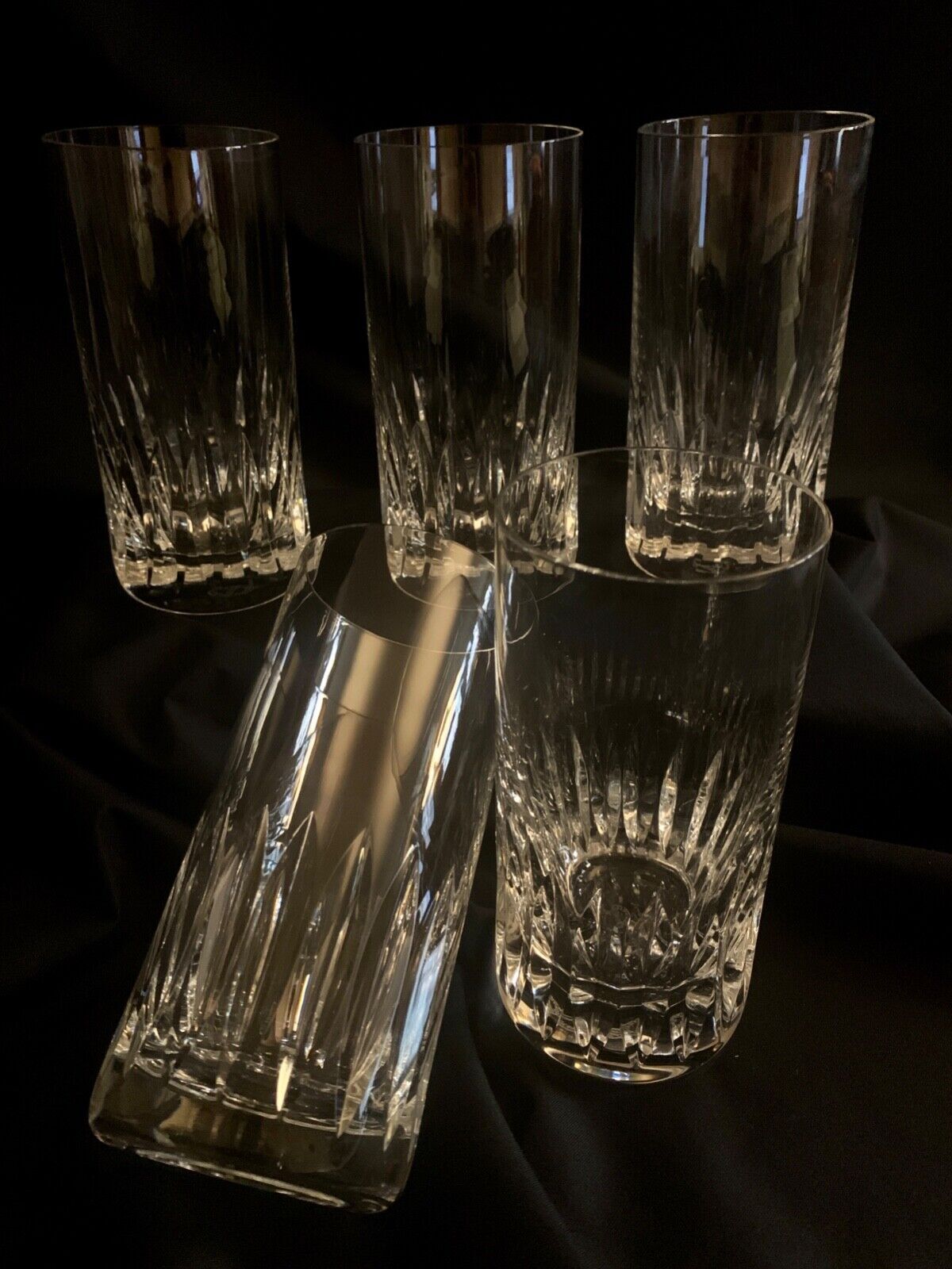 5 St Louis crystal orangeade and whiskey glasses, signed