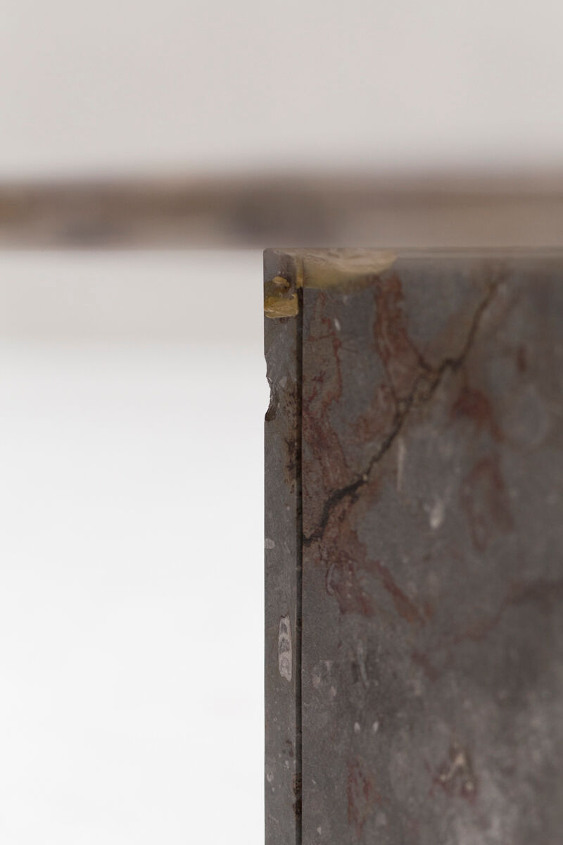 Ensemble de 3 tables basses carrées en marbre fossile, design des années 1970
