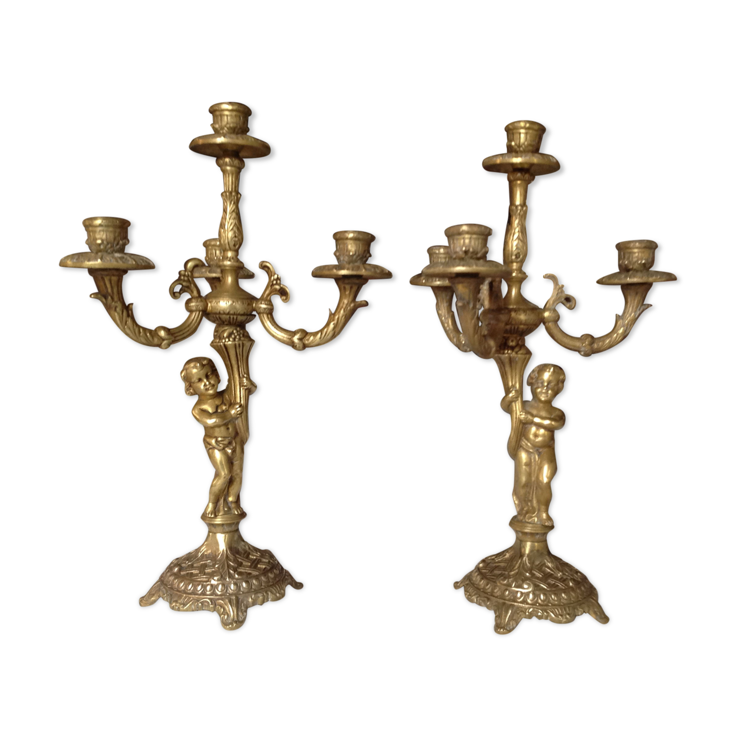 Pair of bronze candlesticks, early 20th
