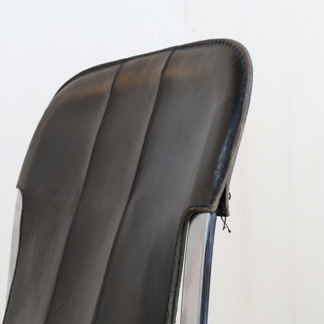 Chaise de salle à manger en cuir de Cidue, années 1970