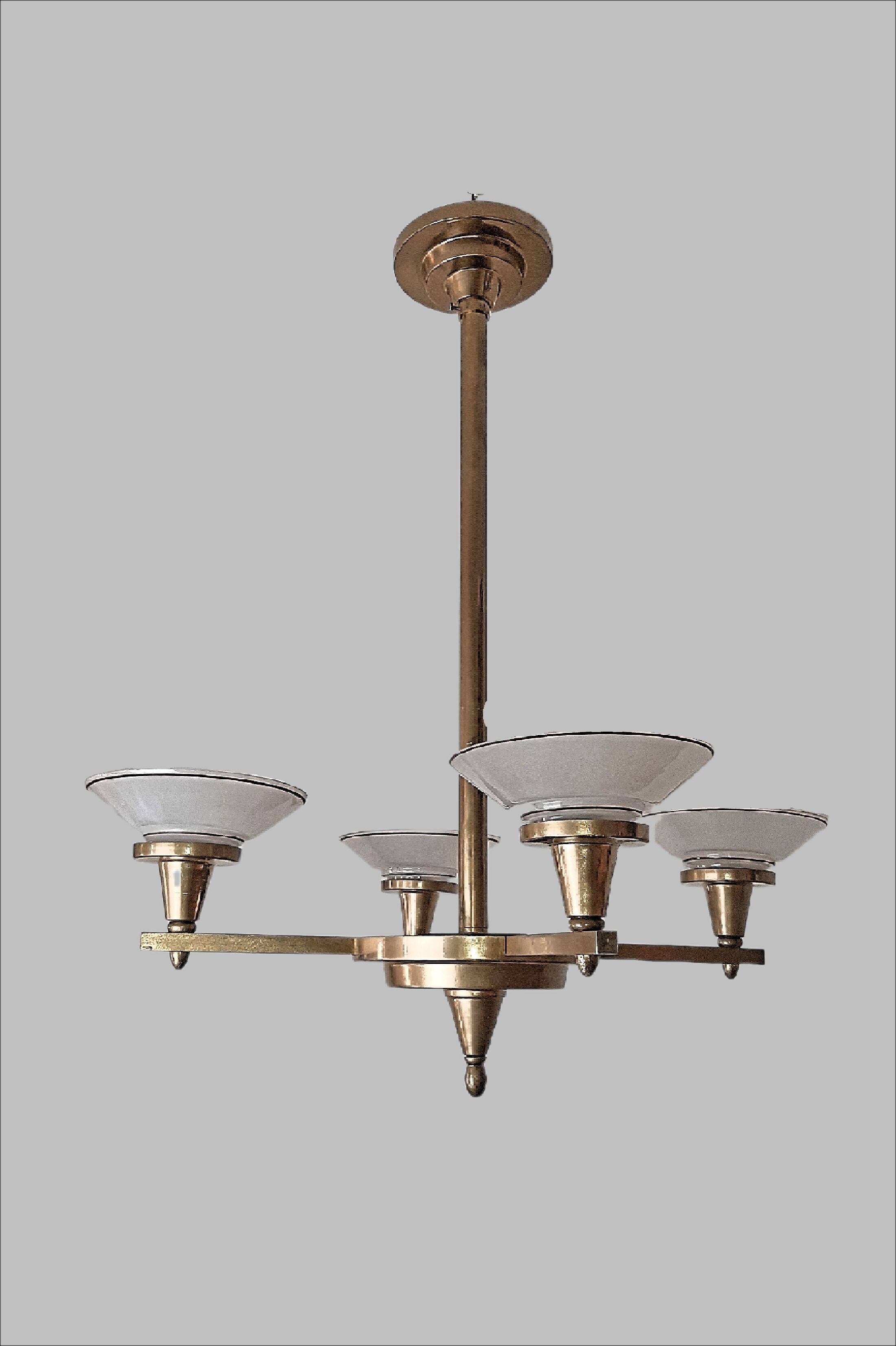 Chandelier Art Deco geometric shape, vintage c 1935