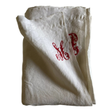 19th century embroidered linen thread tablecloth embroidered red