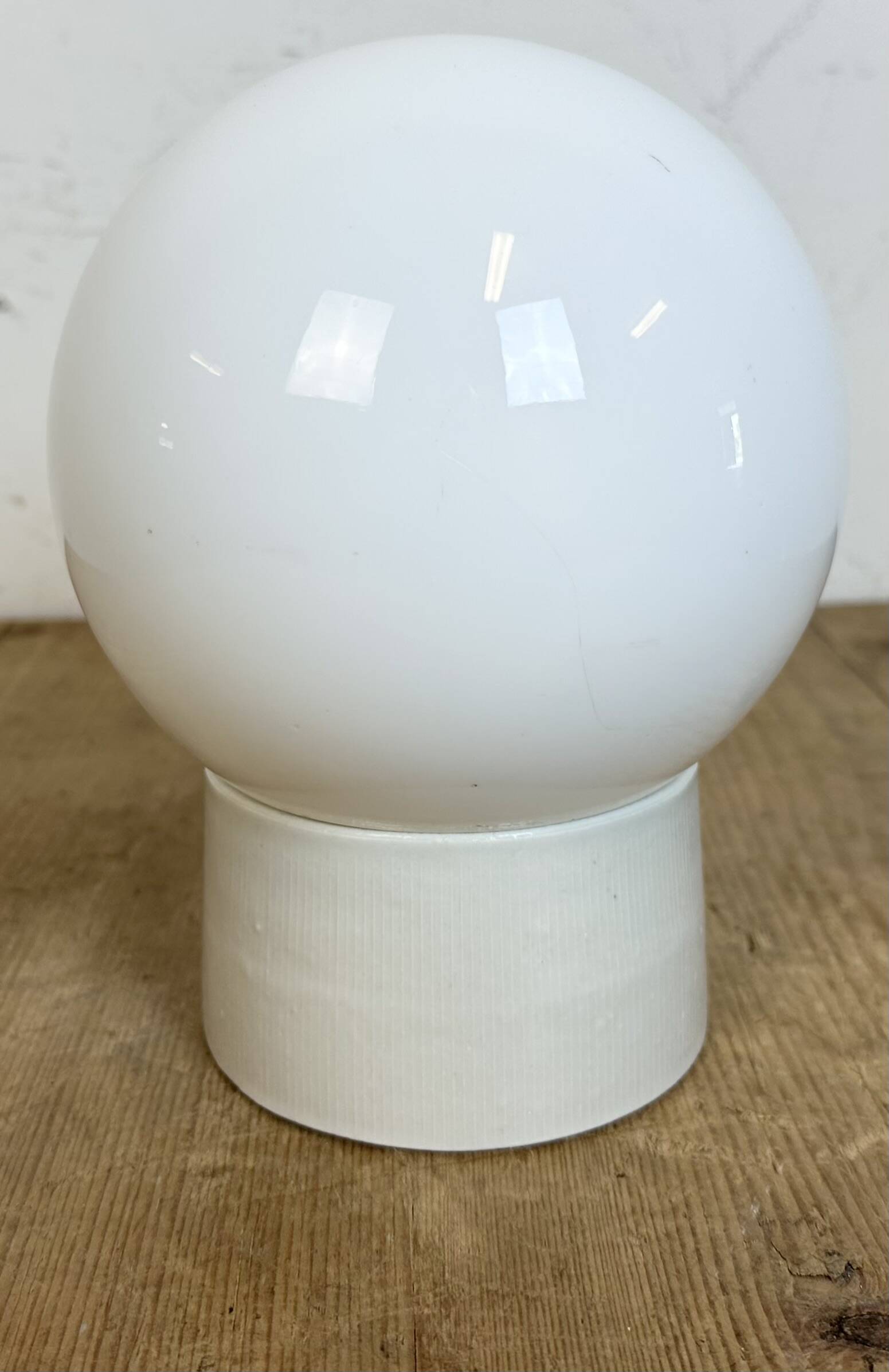 Vintage White Porcelain Ceiling Light with Milk Glass, 1960s