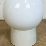 Vintage White Porcelain Ceiling Light with Milk Glass, 1960s