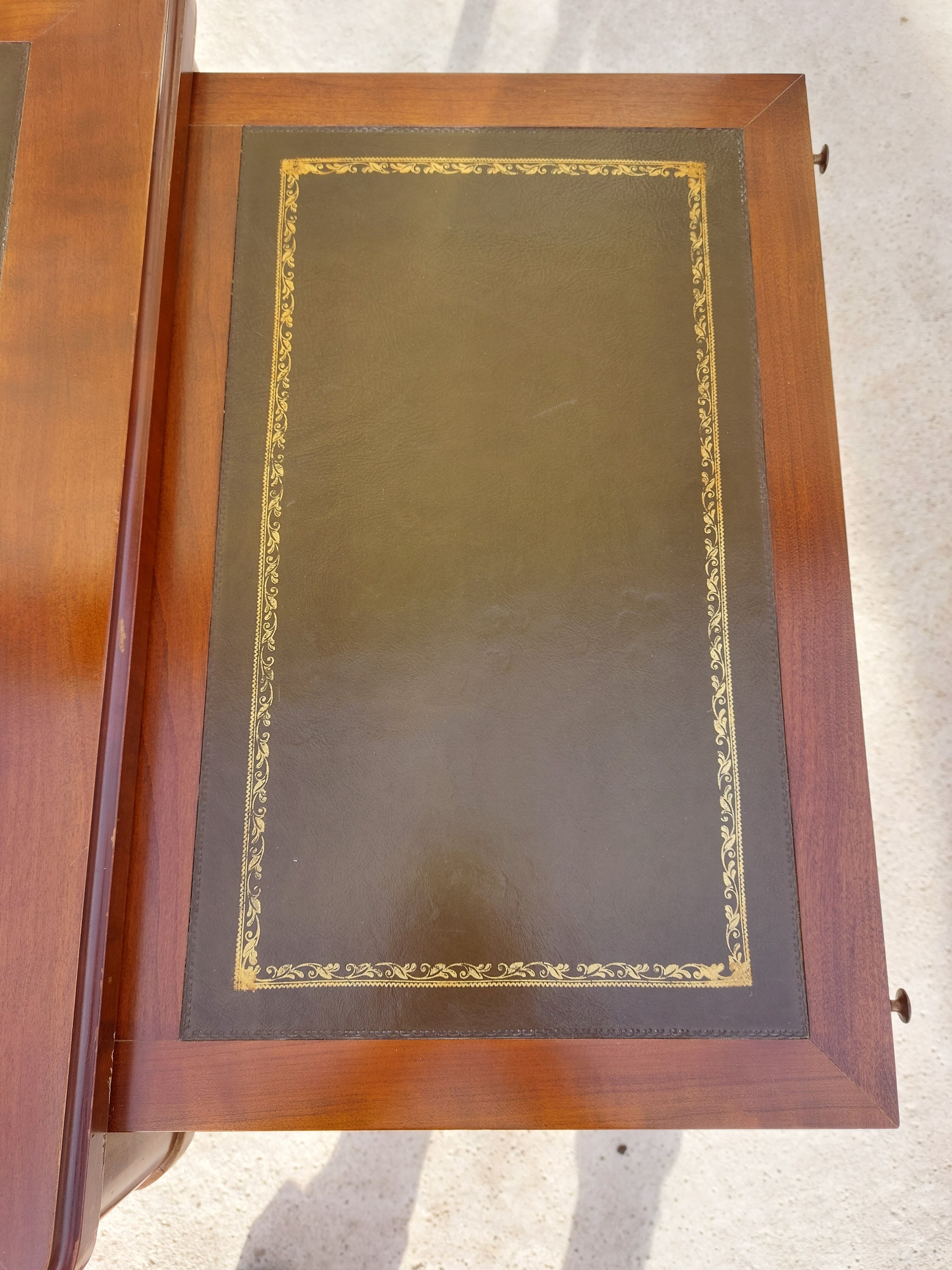 Green leather tray desk