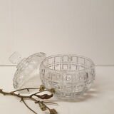 Bonbonnière ou drageoir ancien verre moulé style art déco