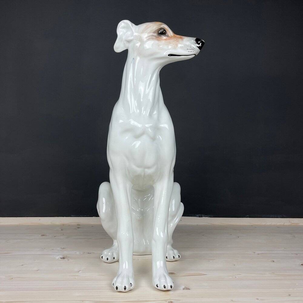Large ceramic sculpture of a Bassano dog, 1980s.