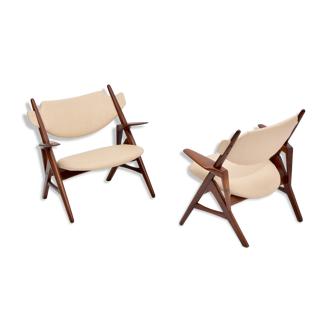 Pair of reupholstered mid-century modern chairs