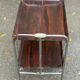 Folding serving cart in steel and mahogany wood on wheels, 70cm