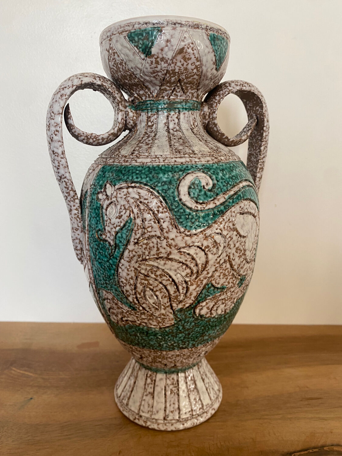 Fratelli Fanciullacci turquoise green horse ceramic vase