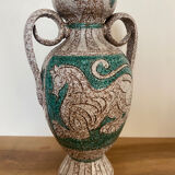 Fratelli Fanciullacci turquoise green horse ceramic vase