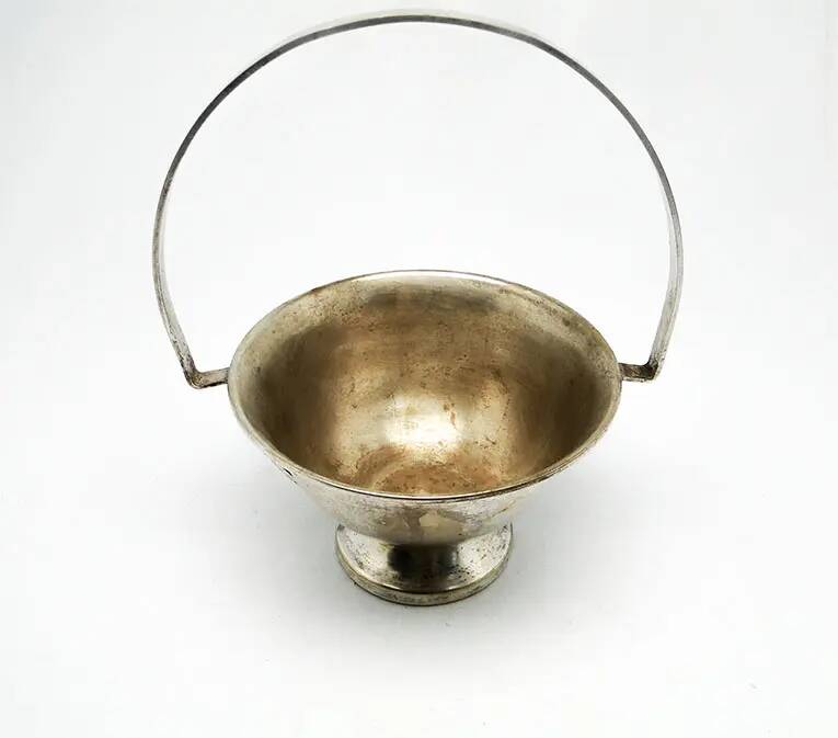 Art Deco sugar bowl, silver-plated brass, Poland, 1920s