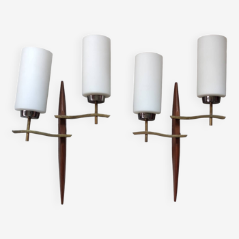 Large pair of modernist wall lights from LUNEL