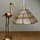 Vintage mother-of-pearl and brass lampshade pendant light