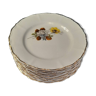 Lot de 10 assiettes à dessert en porcelaine de Sarreguemines motif fleurs
