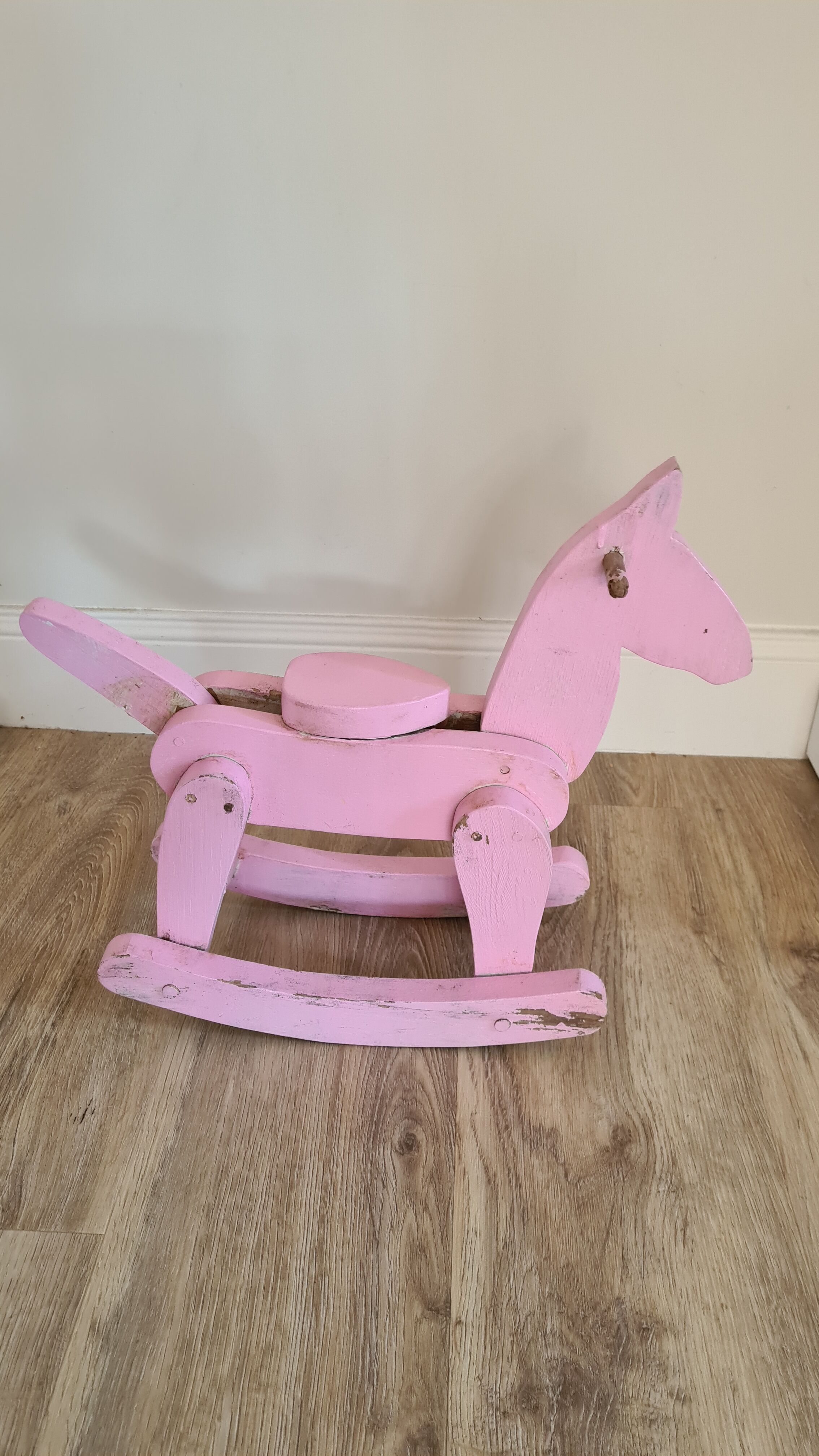 Old mini wooden rocking horse old rose original
