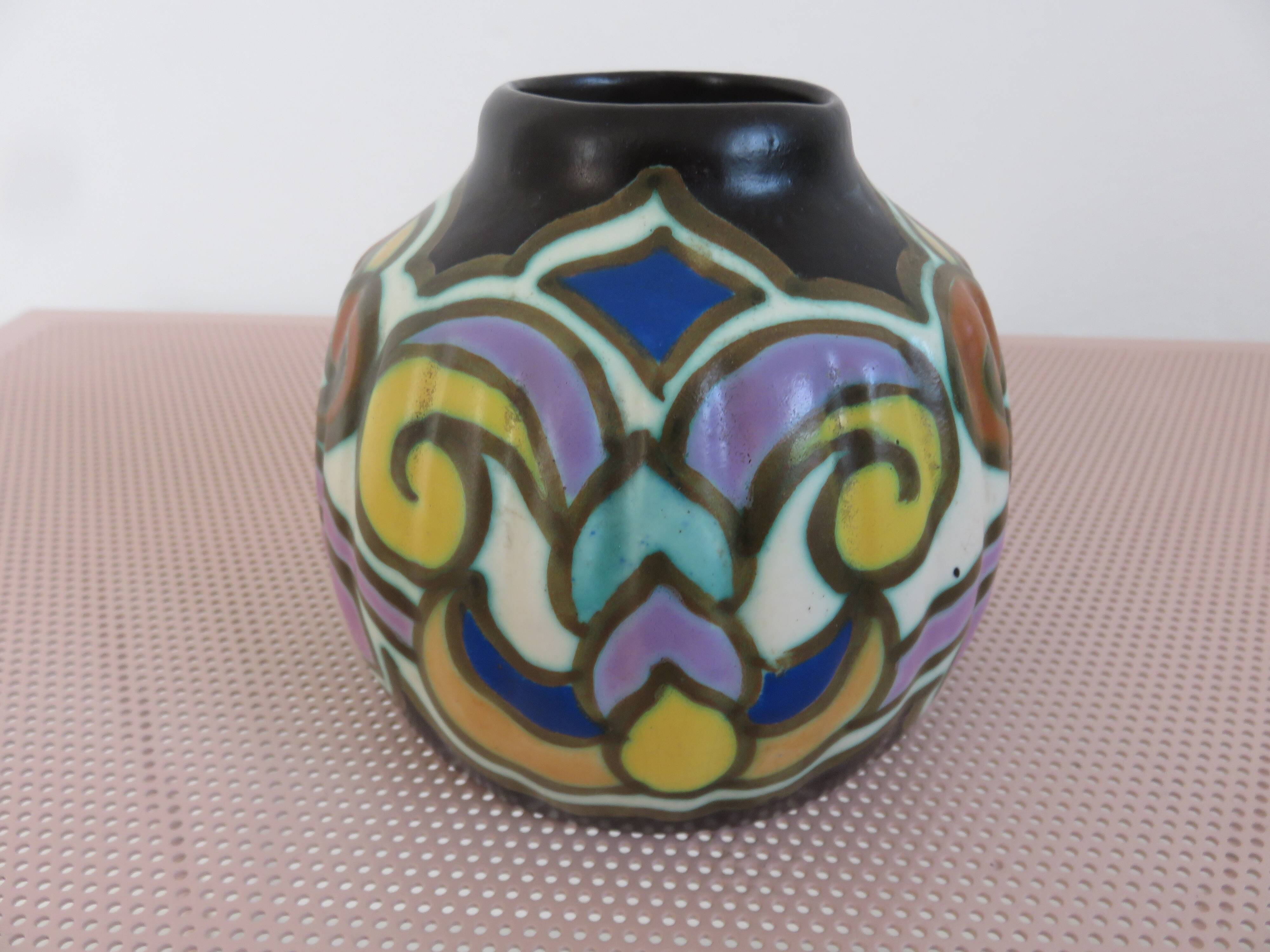 Art Deco ceramic vase from Montoise Bergen, 1920s-1930s.