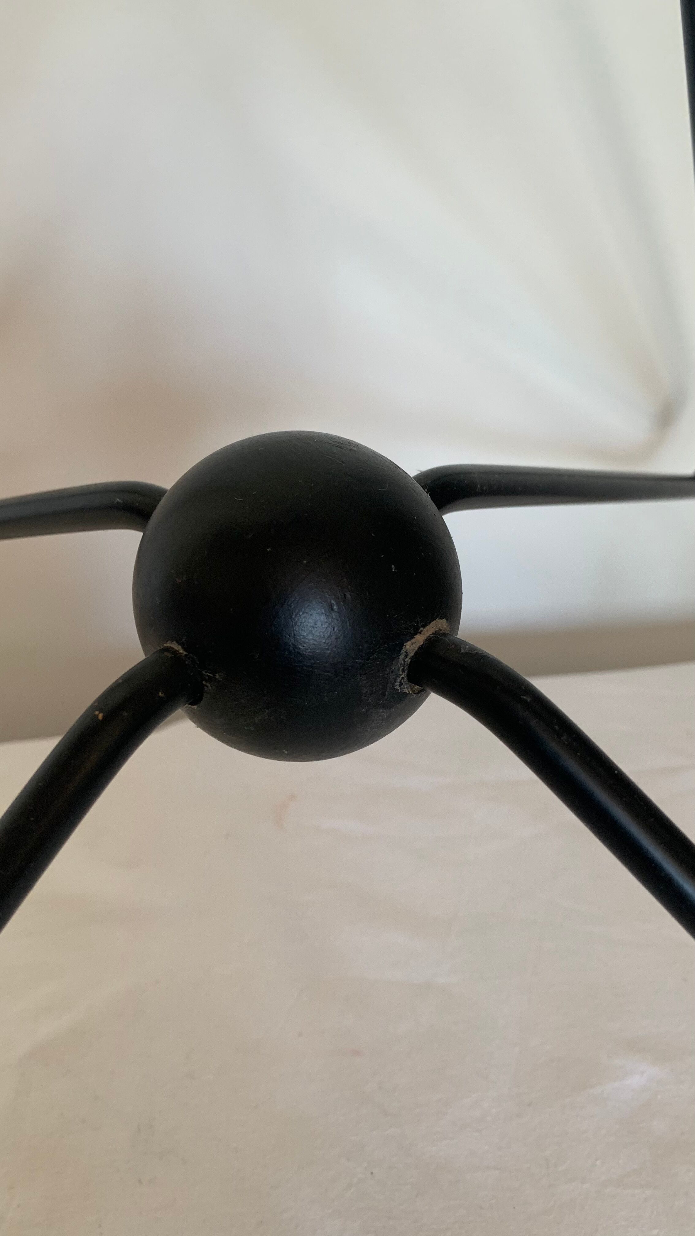 Vintage sixties iron and wood brutalist art deco standing coat rack France