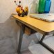 Small vintage wood and iron school desk from 1960-1970
