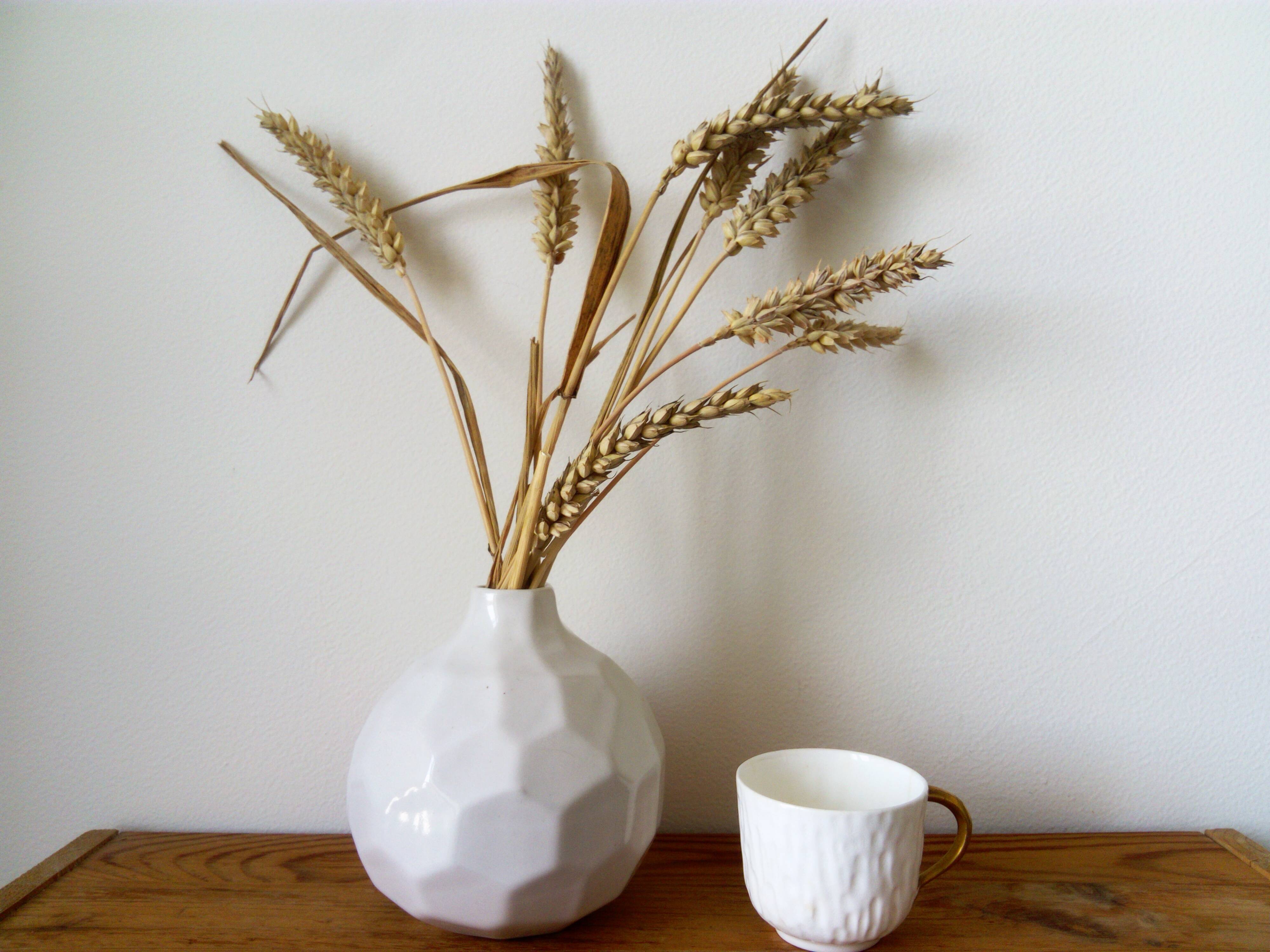 white ceramic faceted design vase