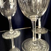 Set of 3 cut crystal water or wine glasses