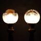 1940s Pair of Italian Restored Brass Table Lamps with Glass Shades