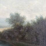 19th century Italian painting, lake scene