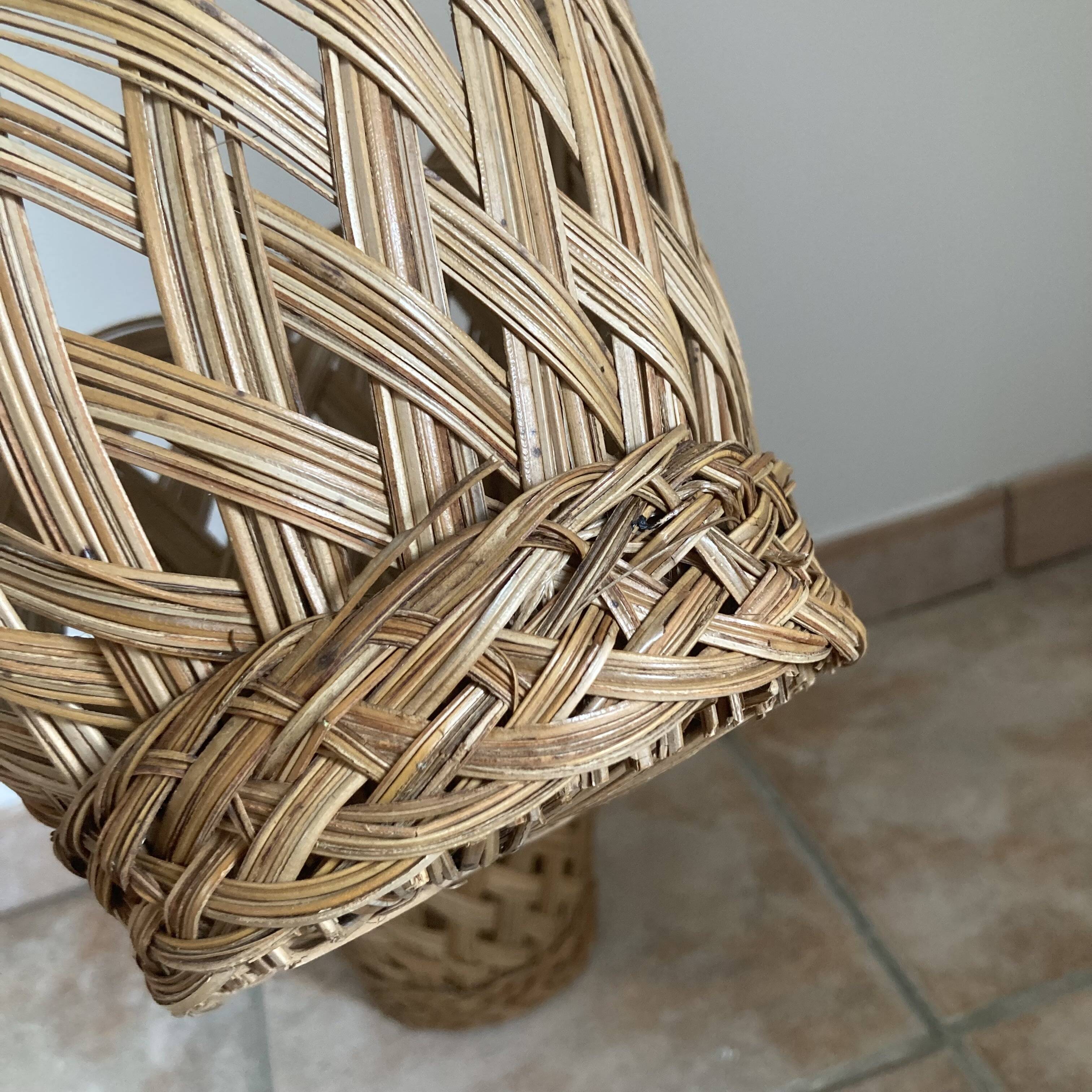 Vintage woven wicker plant pot cover