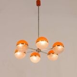 Italian Space Age chandelier with crystal glass shades, 1970s