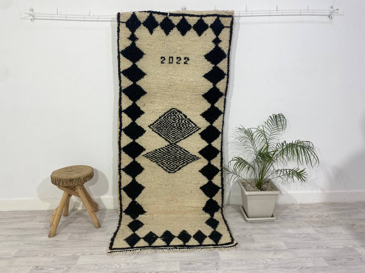 Handmade Moroccan Berber carpet 231 X 95 CM