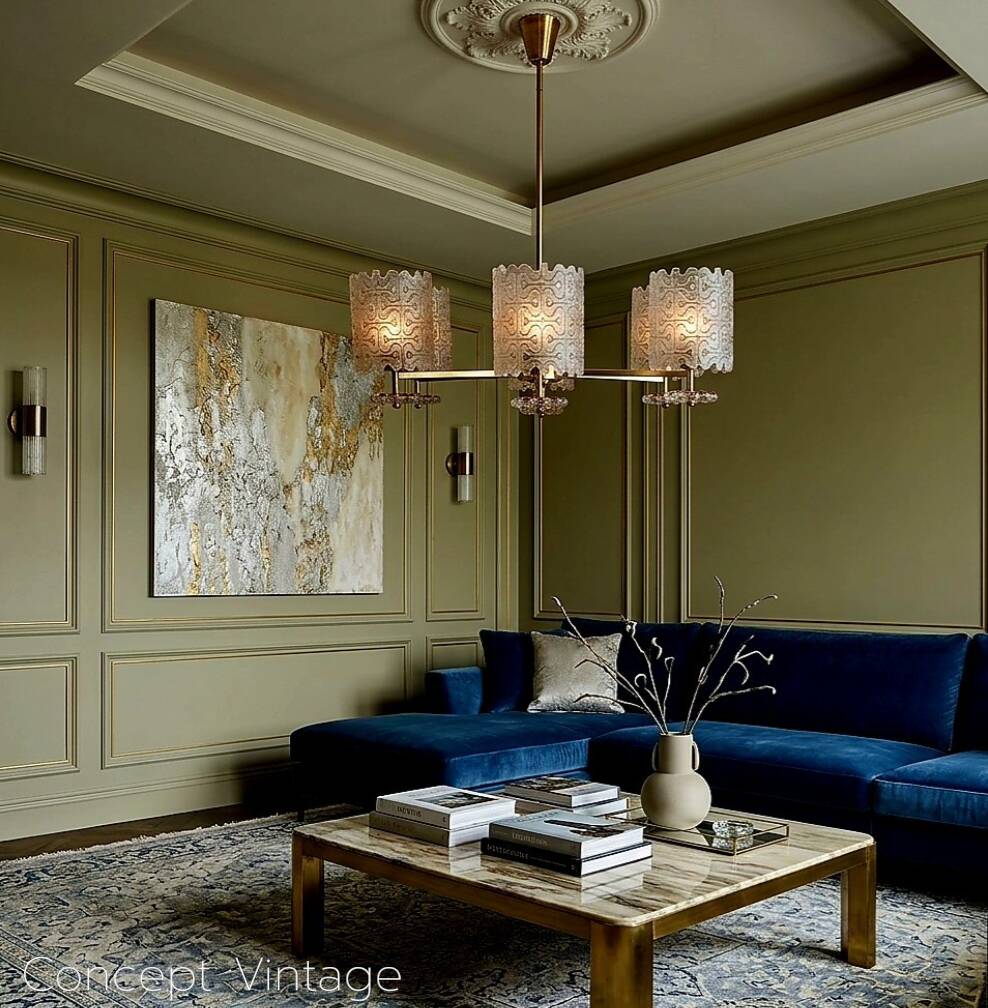 Glass and Brass Chandelier – Kalmar Design (Austria) - Circa 1960