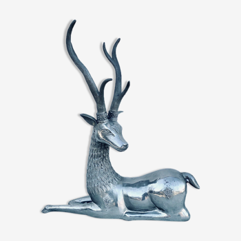 interior decoration or garden large deer in silver metal