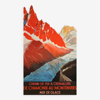 Affiche original Chamonix au Montenvers PLM 1982 par Roger Soubie  - On linen